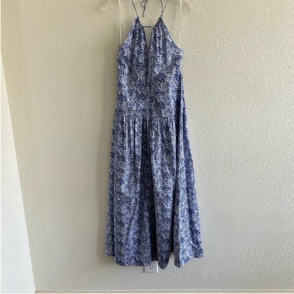 J. Crew Collection Anguilla Halter Maxi Dress Blue Floral - Picture 4 of 10
